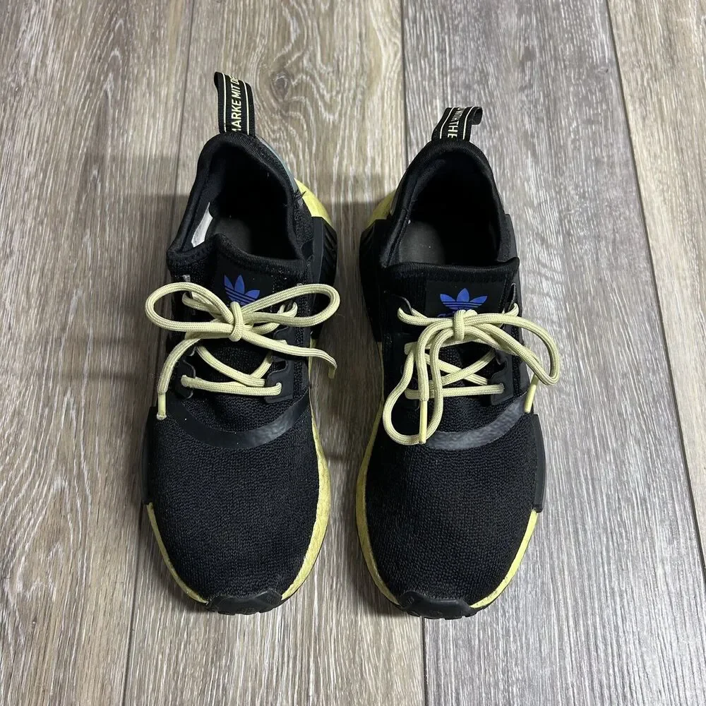 Adidas Originals NMD_R1 Core Black Pulse Yellow Shoes GW6018 Youth US Size 4
